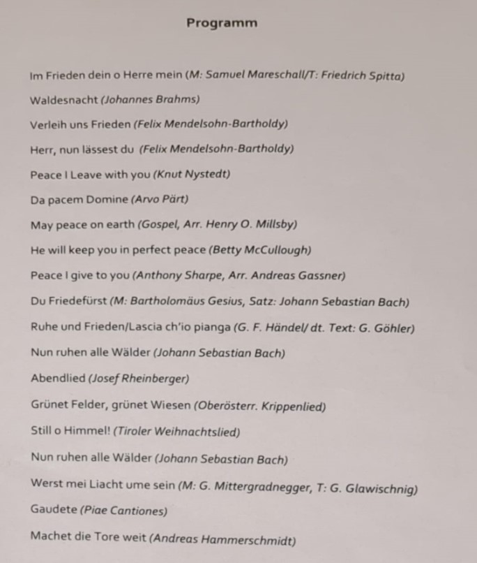 Adventkonzert Programm Leiser-Kammerchor in Kirche in Neubau
